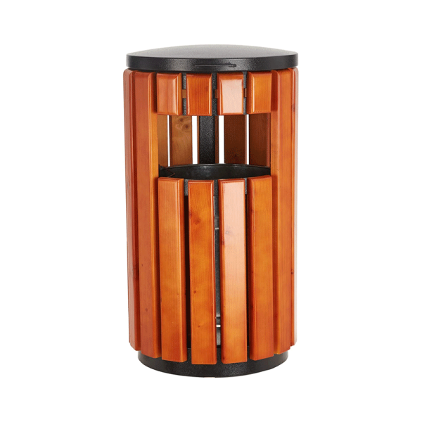 brown colour timber recycle bin