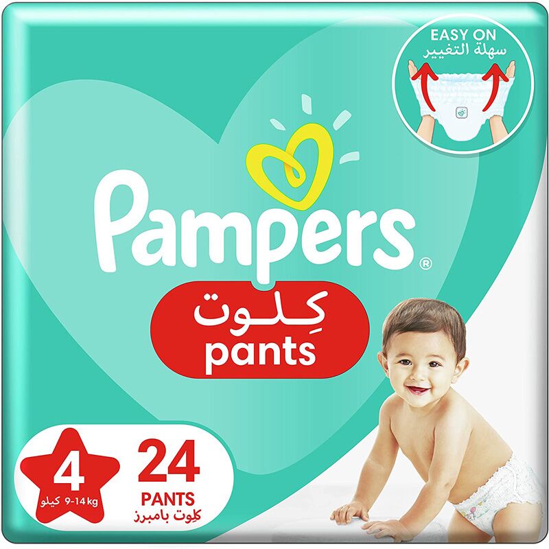 Pampers Baby Pants Diapers, Carry Pack, Maxi, Size 4, 9-14 kg, 24 Diapers -  UPC: 4015400672647