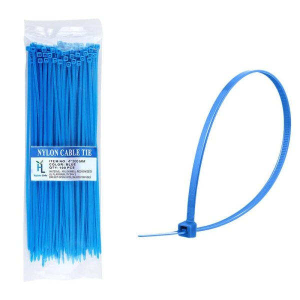 Hi-Care Self-Locking Nylon Cable Ties – 300 mm, 100 PCS – Blue